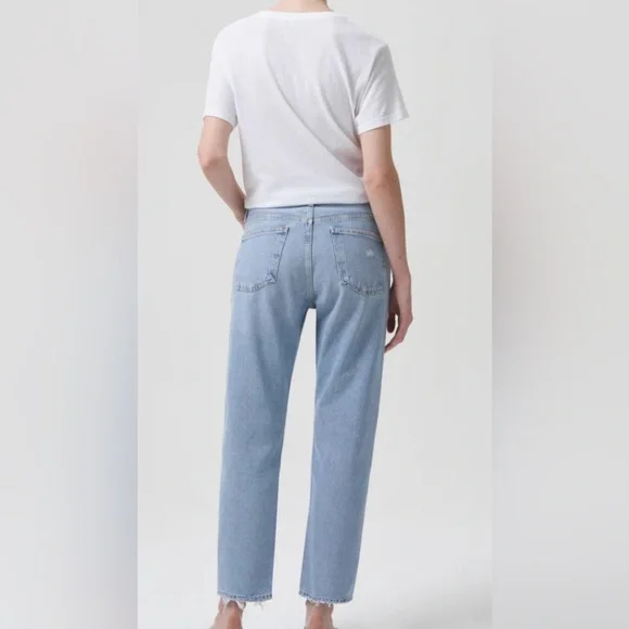 AGOLDE Parker Jean High Rise Straight Crop Button Fly Raw Hem Women’s 25 - Picture 3 of 10